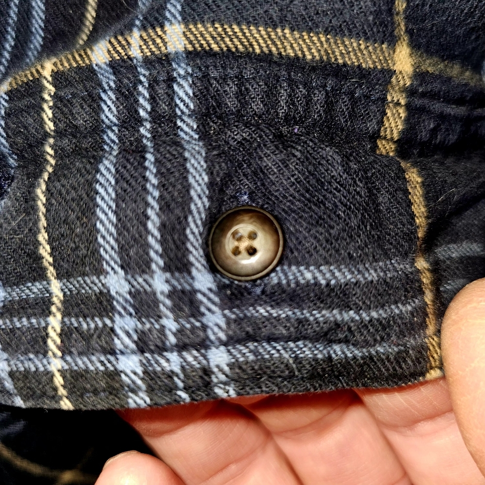 Timberland L Men's Black Plaid Shirt with Blue & Cream Stripes - Picture 5 of 10